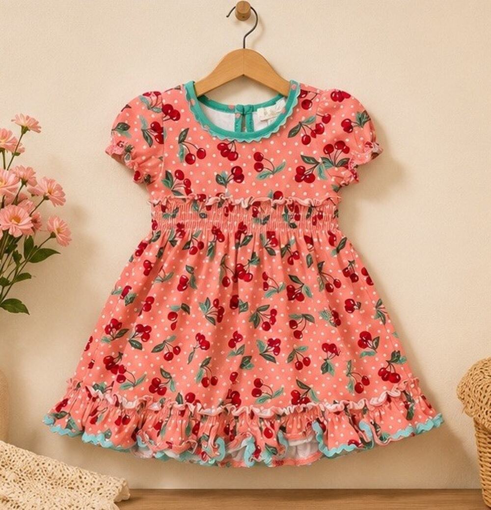 Matilda Jane Happy and Free Fruit Cake Cherry Dress Girls Size 12-18 Months